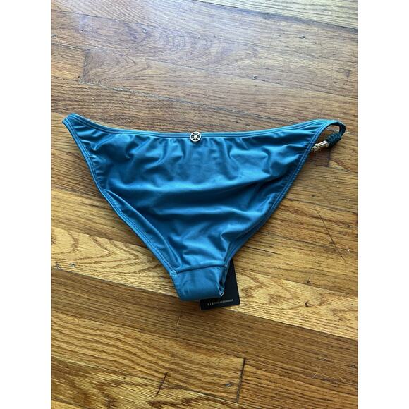 VIX Paula Hermanny Bikini Bottom Teal Size M NWT Solid Trim Roll Full Bottom - Picture 3 of 8